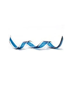 Viz Glass Azure Curl - Handblown Art Glass Ribbon Sculpture (Item #7567)