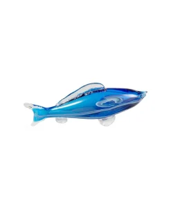 Viz Glass Azure Glide - Handblown Art Glass Fish Sculpture (Item #7907)