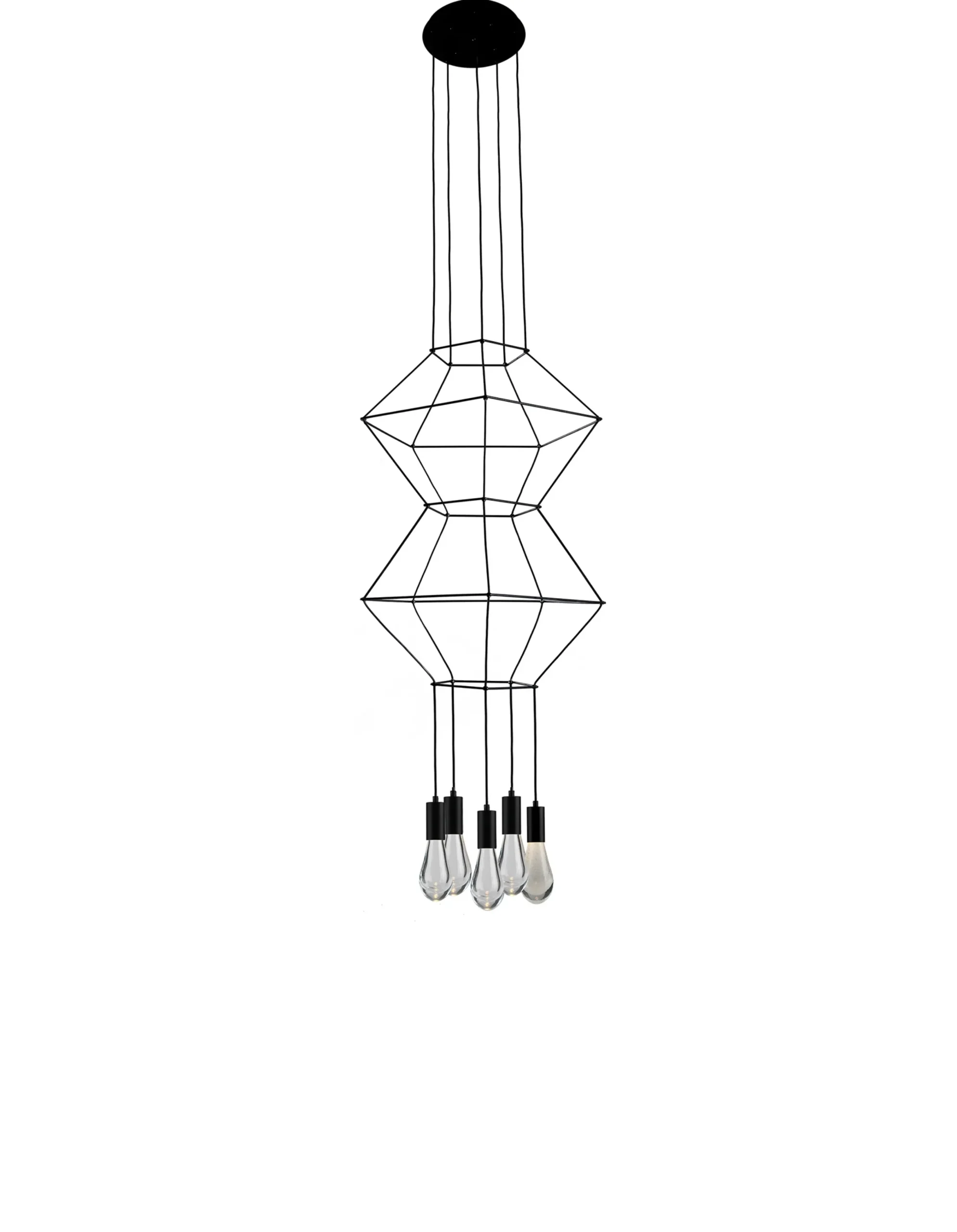 Viz Glass CH-C4L3-5B Cosmopolitan Black Chandelier Clear Raindrop