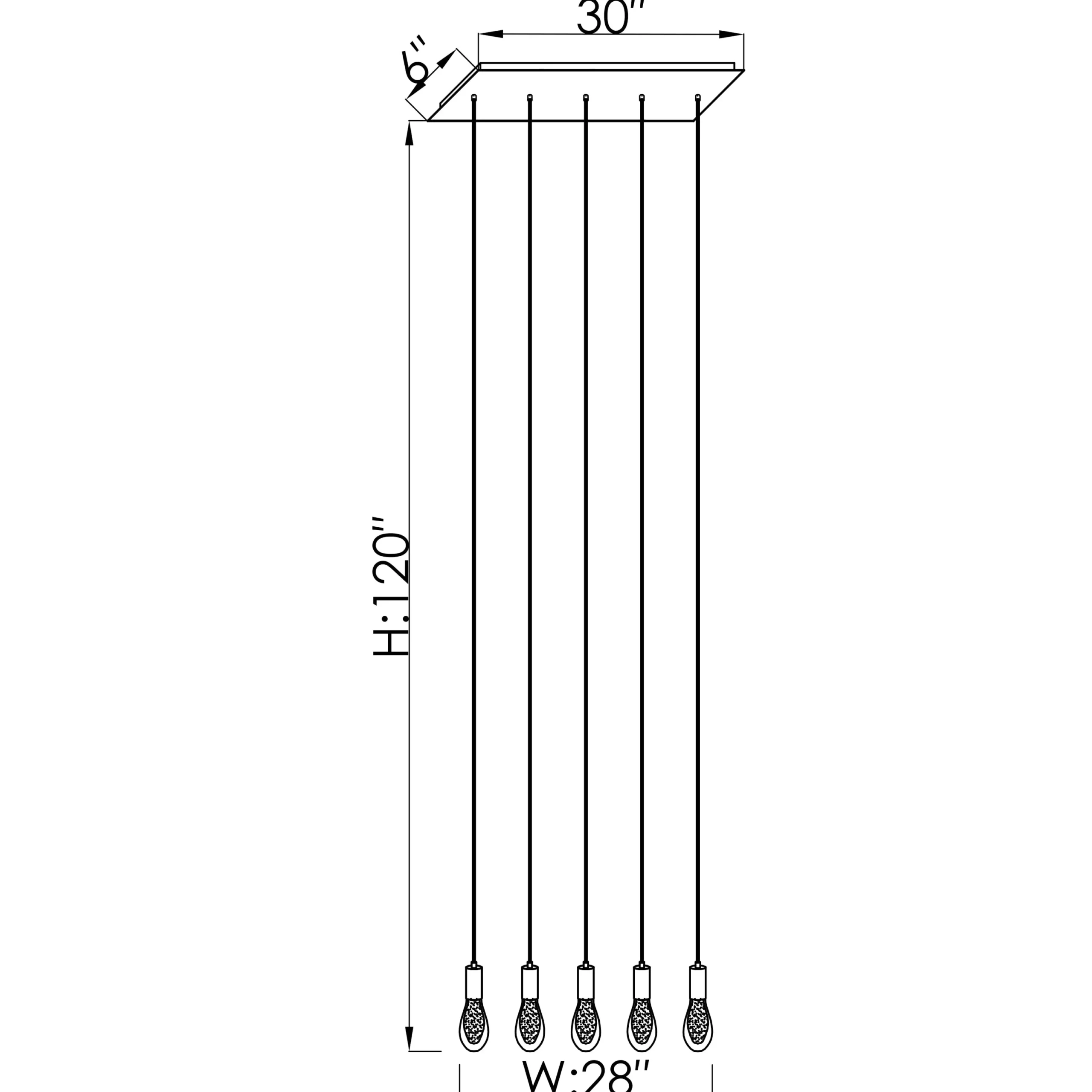 Viz Glass CH-C2L3-5L Cosmopolitan Chandelier Clear Raindrop