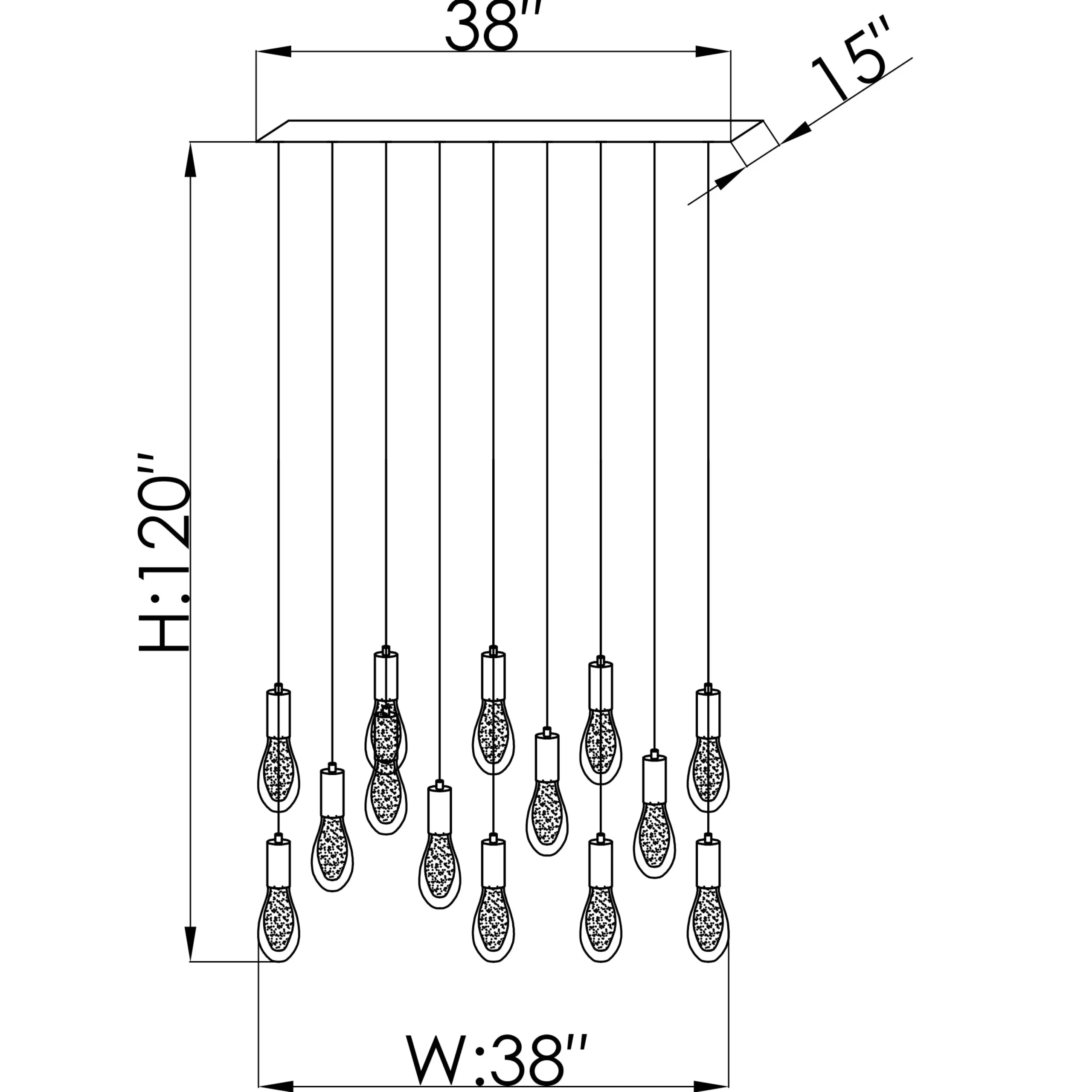 Viz Glass CH-C2L3-14L Cosmopolitan Chandelier Clear Raindrop