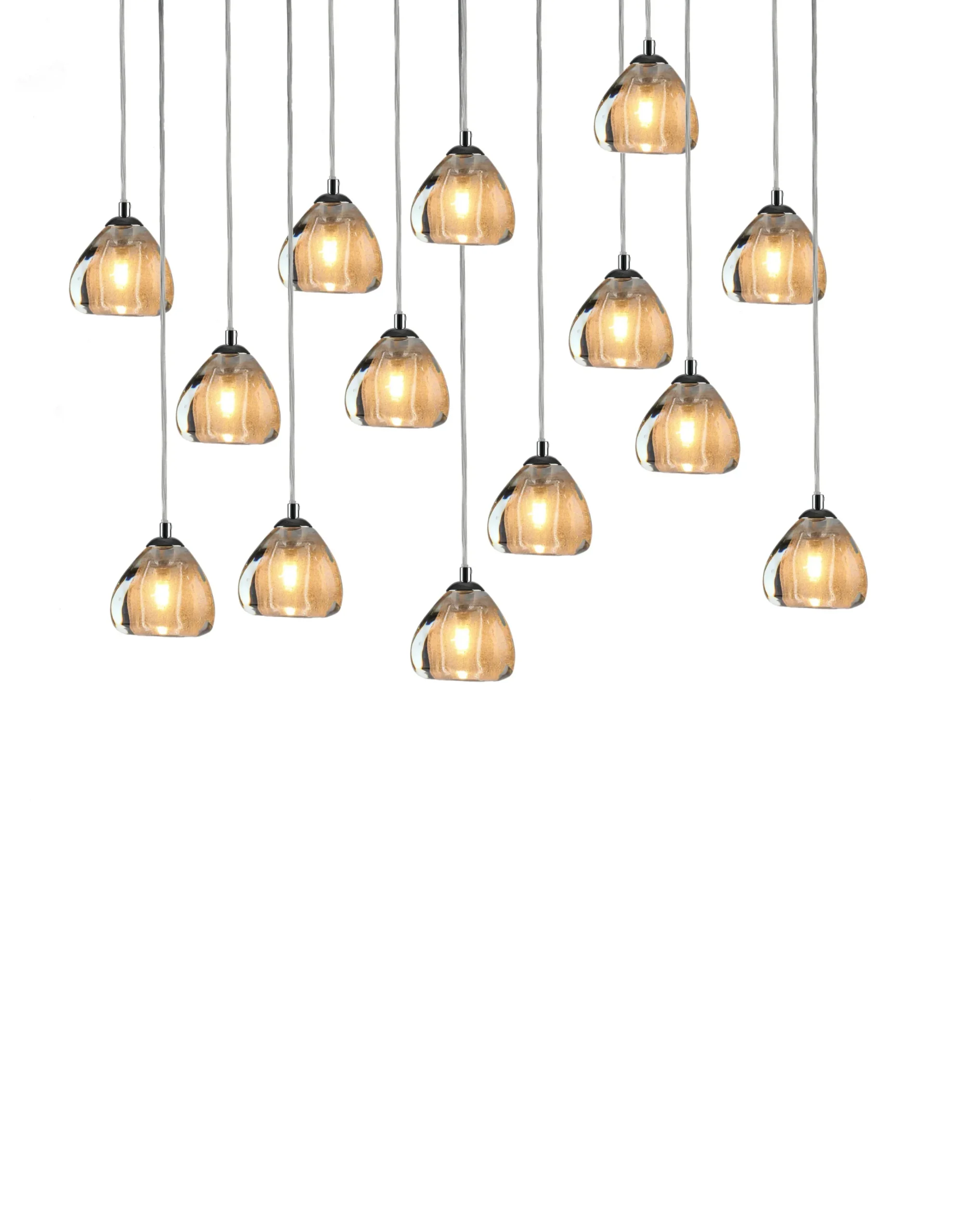Viz Glass CH-C3T3-14L Cosmopolitan Chandelier Seeded Gold Triangle