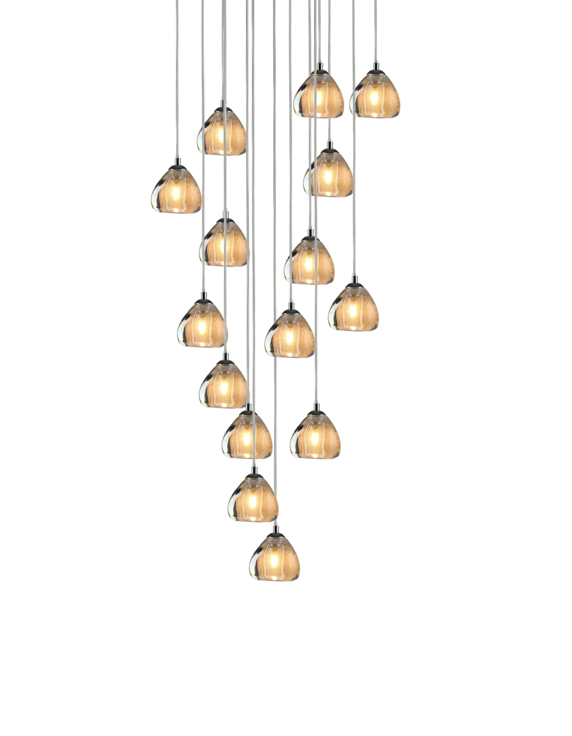 Viz Glass CH-C3T3-15R Cosmopolitan Chandelier Seeded Gold Triangle