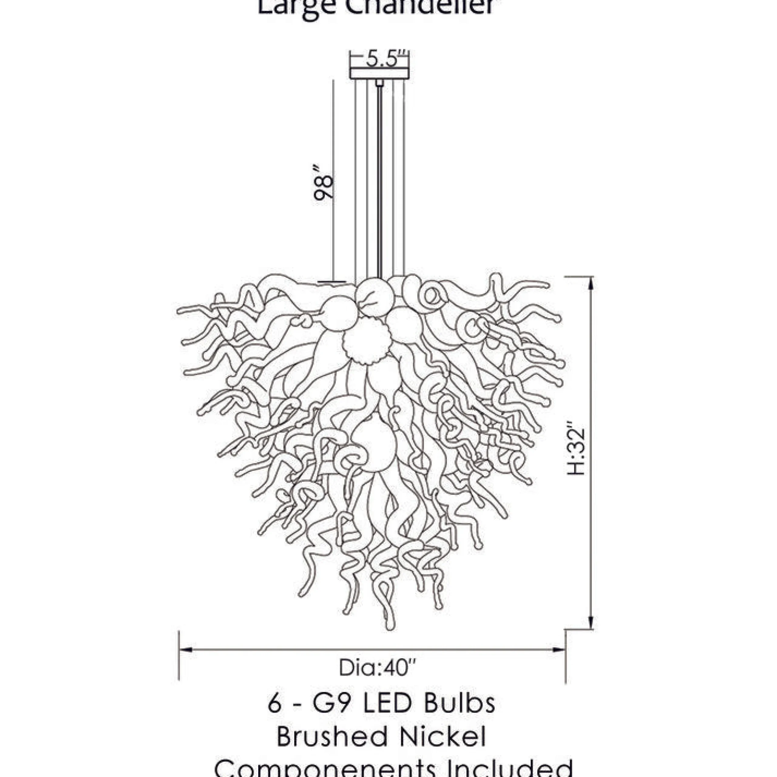 Viz Glass ColorSelect California Sunshine Large Chandelier