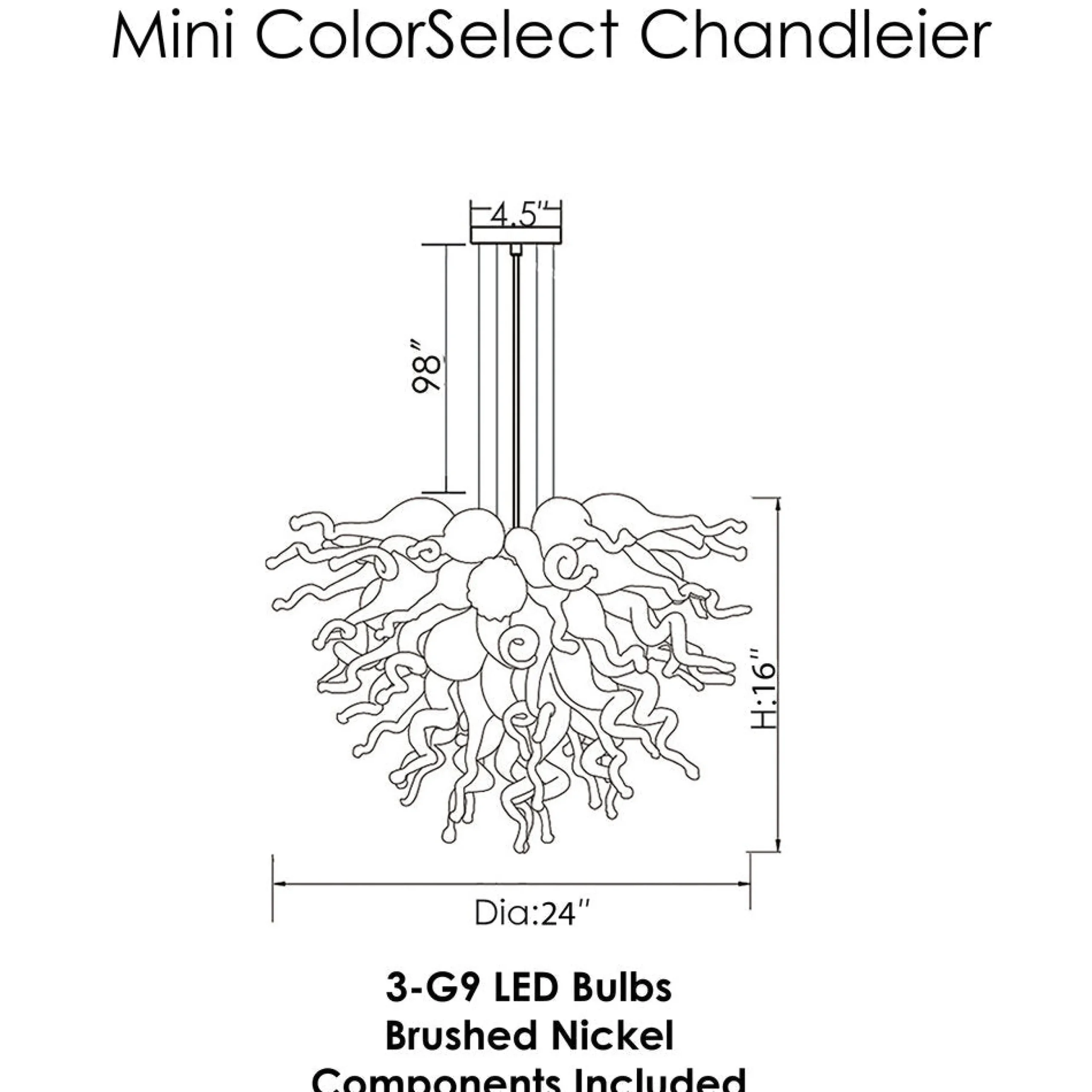 Viz Glass ColorSelect Desert Rose Mini Blown Glass Chandelier