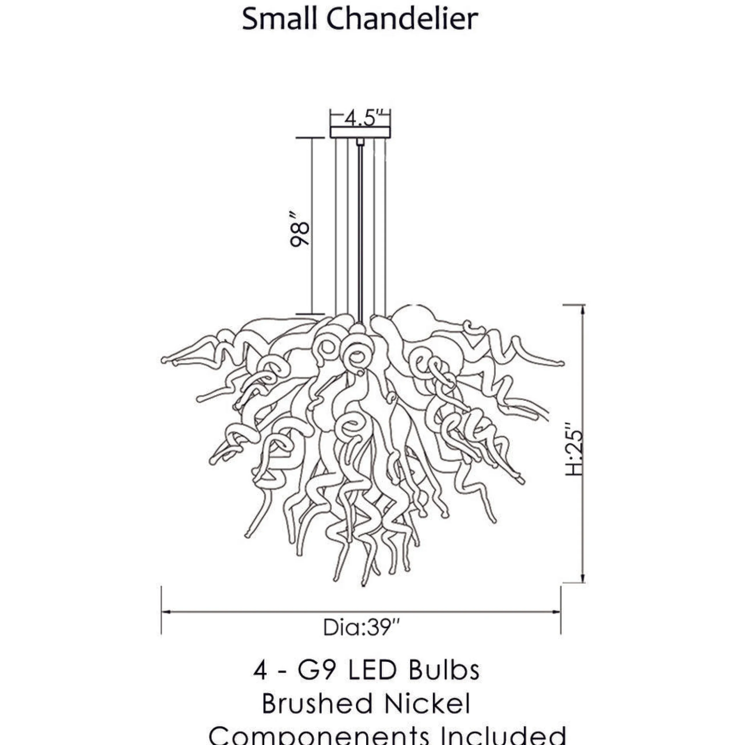 Viz Glass ColorSelect Fiesta Coral Small Blown Glass Chandelier