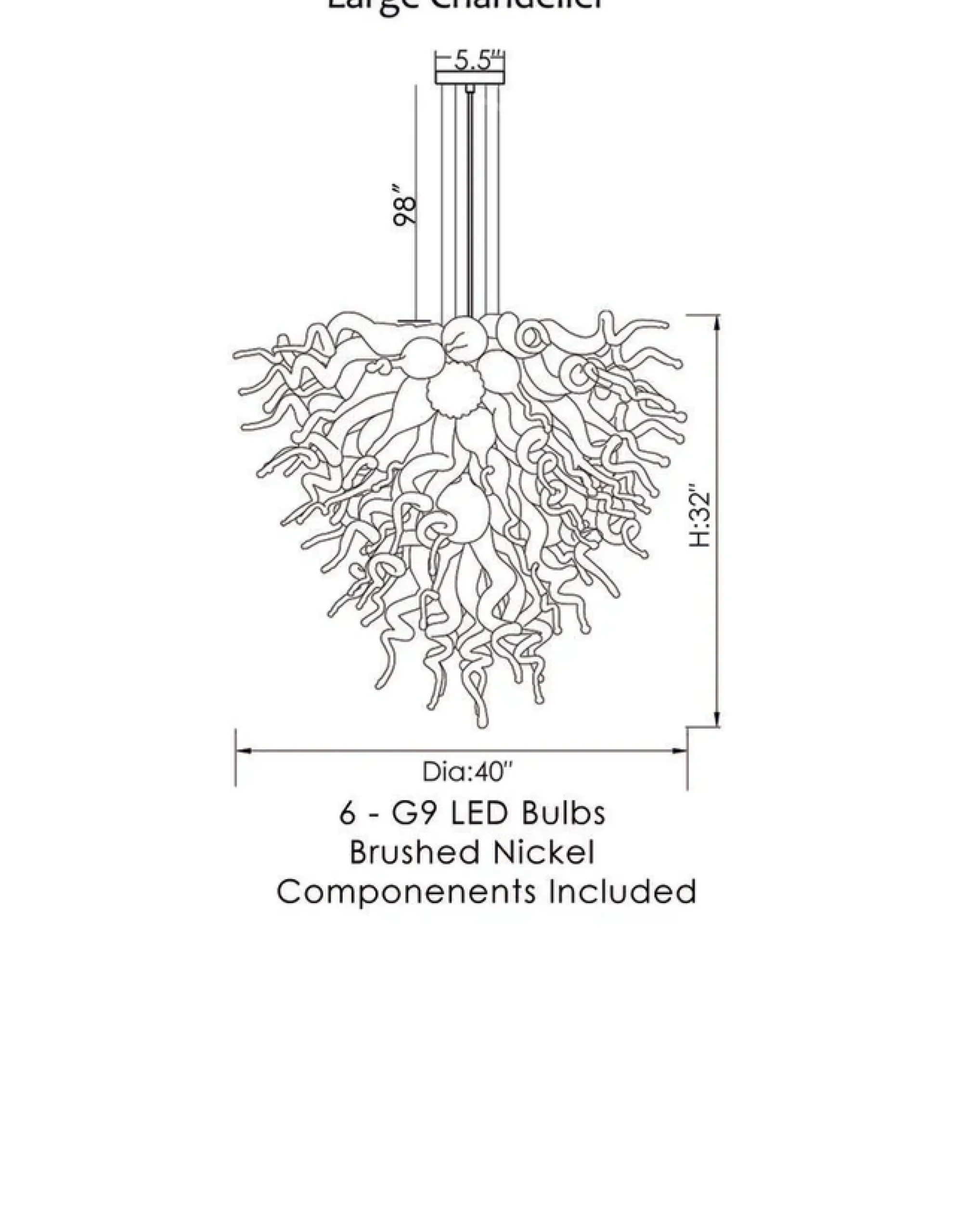 Viz Glass ColorSelect Tundra Large Chandelier