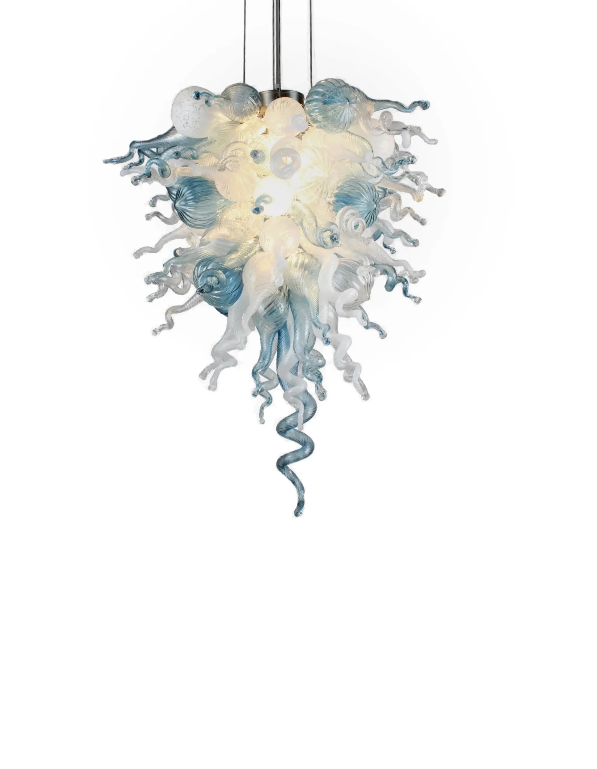 Viz Glass ColorSelect Winter Sky Tall Blown Glass Chandelier