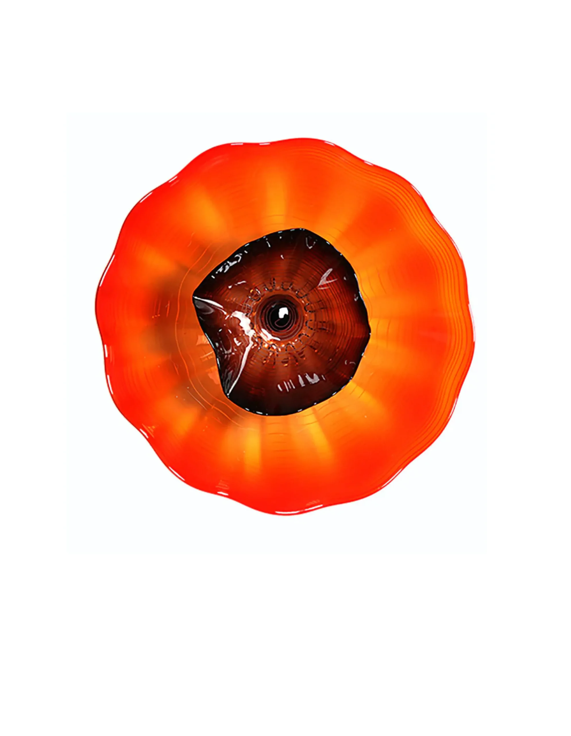 Viz Glass Crimson Flame Blooming Lotus: Classic Murano Double Wall Art (Item# 4754BIR)