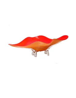 Viz Glass Ember Glow - Four-Footed Handblown Art Glass Platter (Item #5153)