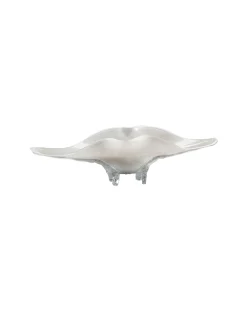 Viz Glass Frosted Elegance - Handblown Art Glass Four-Footed Platter (Item #6756)