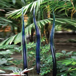 Viz Glass G030-BG-3 Blown Glass Garden Art Water Grass