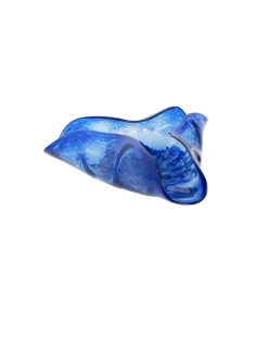 Viz Glass Nova Azure Cascade - Handblown Art Glass Three-Folded Platter (Item #6707TB)