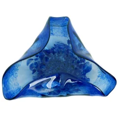 Viz Glass Nova Azure Cascade - Handblown Art Glass Three-Folded Platter (Item #6707TB)