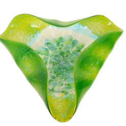 Viz Glass Nova Verdant Glow - Handblown Art Glass Three-Folded Platter (Item 6706TB)