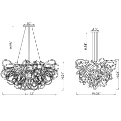 Viz Glass Orion Angel Linear Blown Glass Chandelier