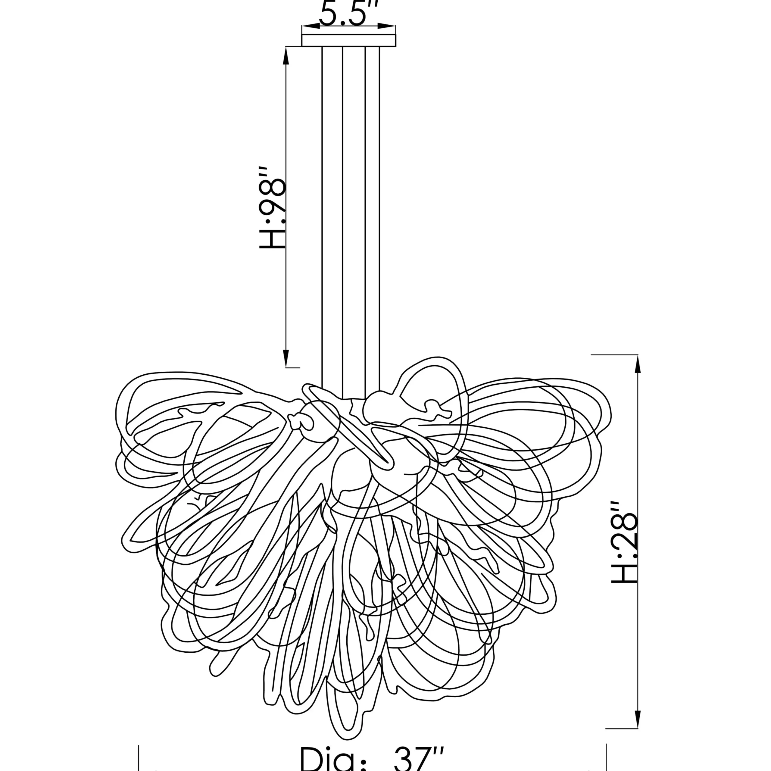 Viz Glass Orion Angel Small Blown Glass Chandelier