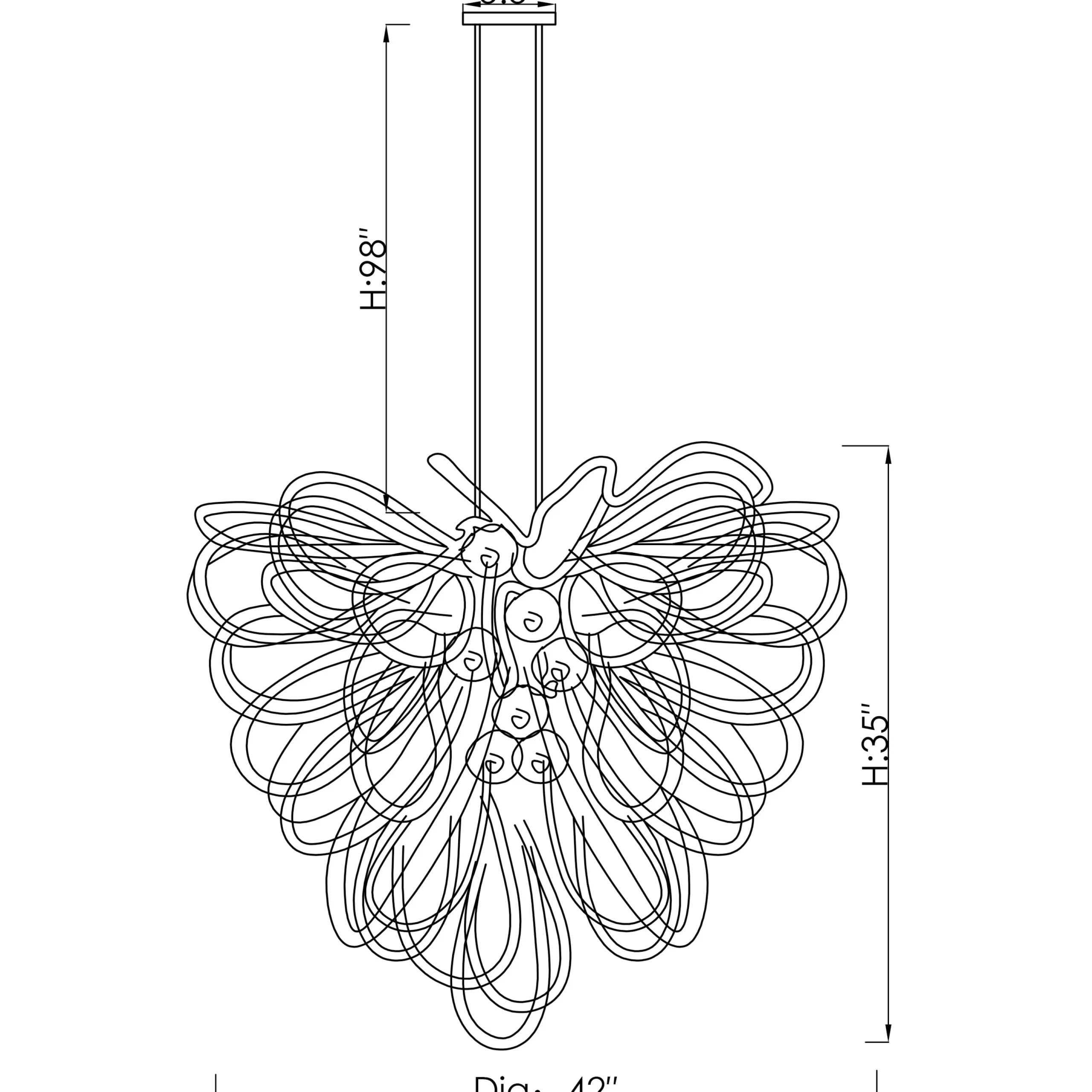 Viz Glass Orion Aqua Large Blown Glass Chandelier