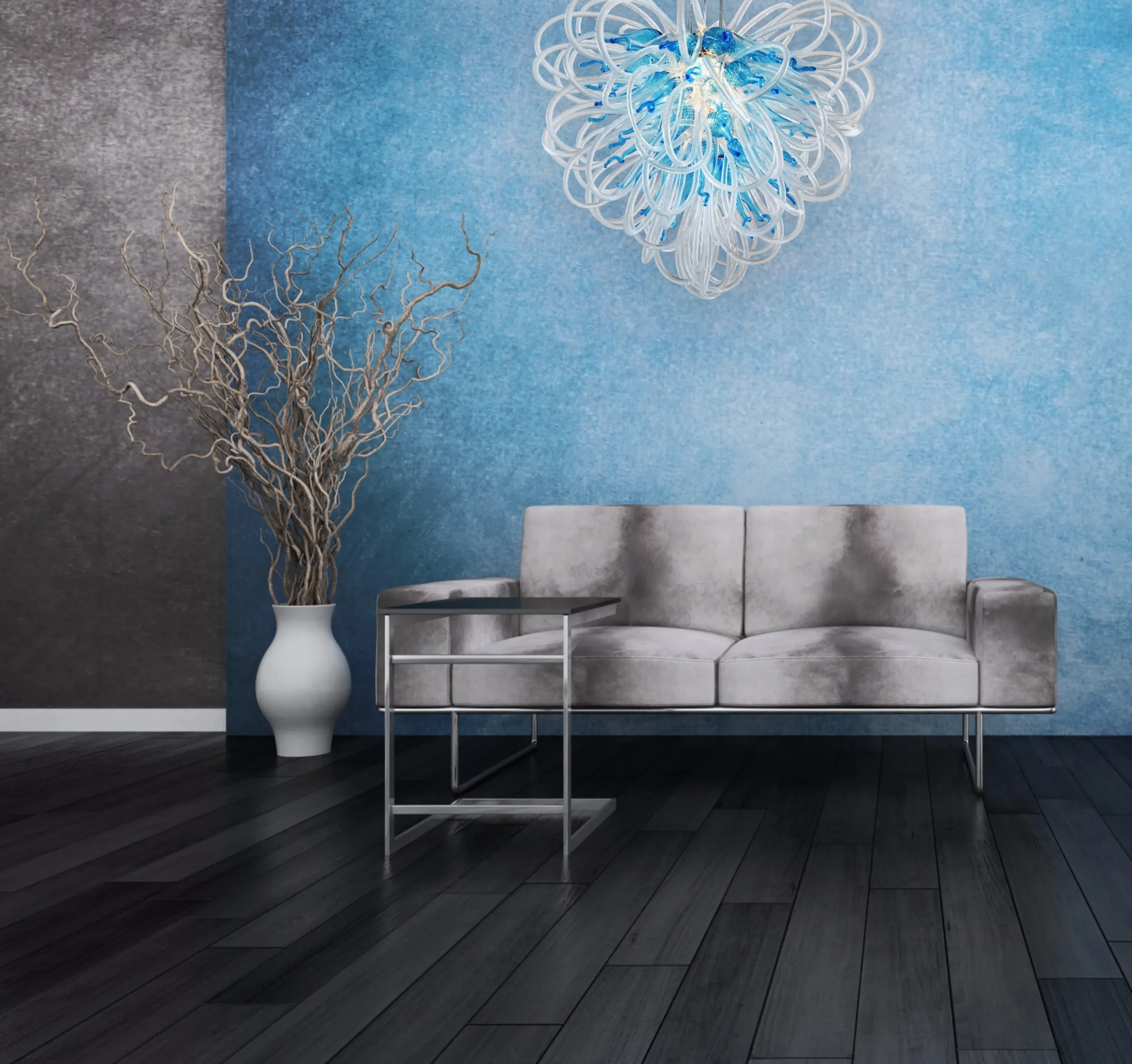 Viz Glass Orion Aqua Large Blown Glass Chandelier