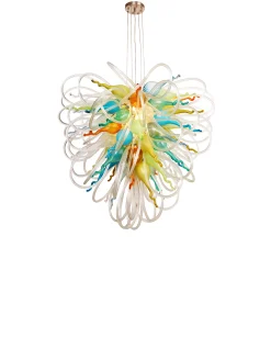 Viz Glass Orion Fiesta Coral Large Blown Glass Chandelier