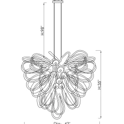Viz Glass Orion Fiesta Coral Large Blown Glass Chandelier