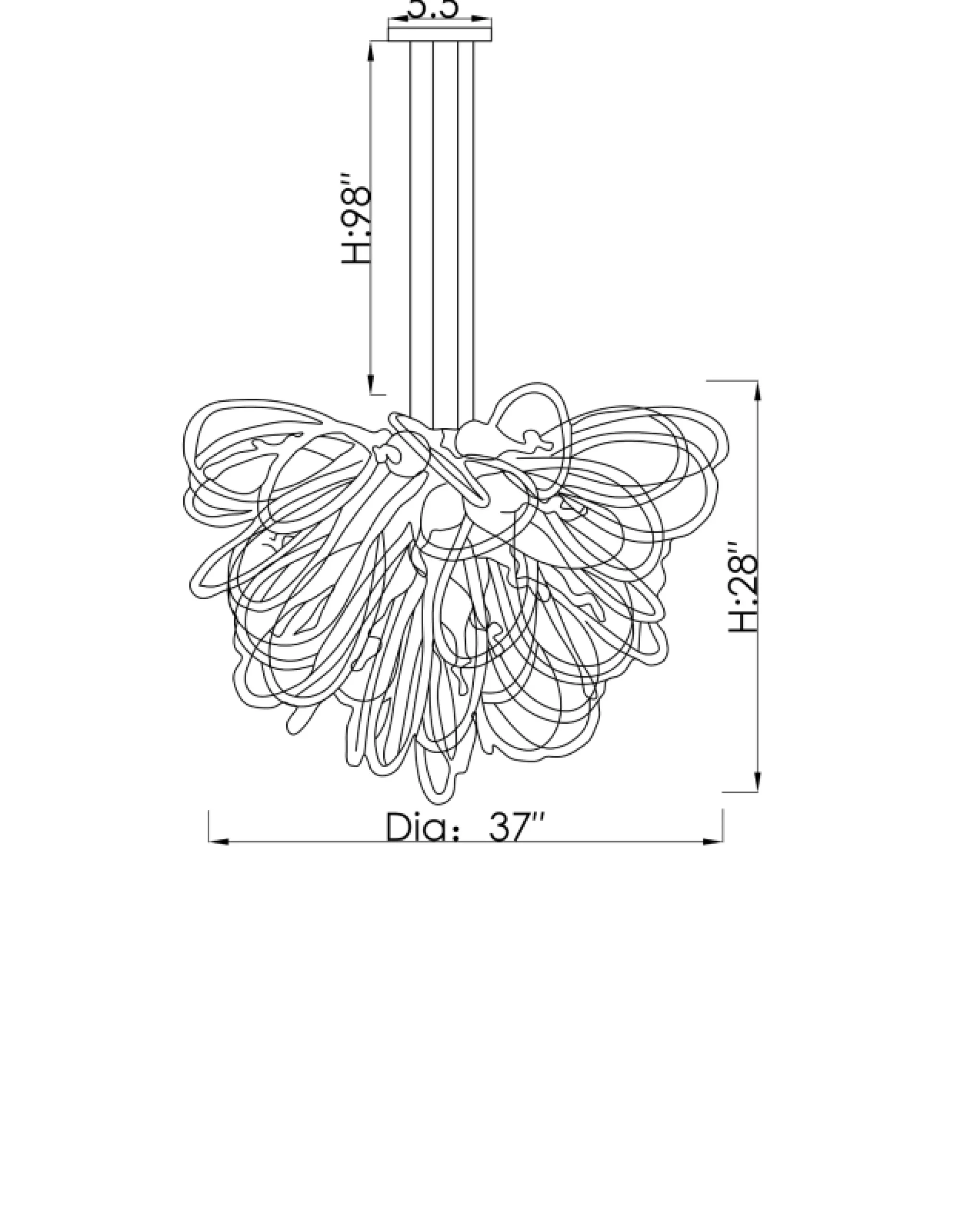 Viz Glass Orion Frontier Timber Small Blown Glass Chandelier