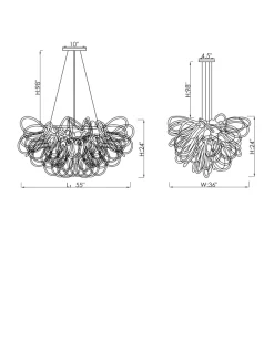 Viz Glass Orion Glacier Bay Linear Blown Glass Chandelier