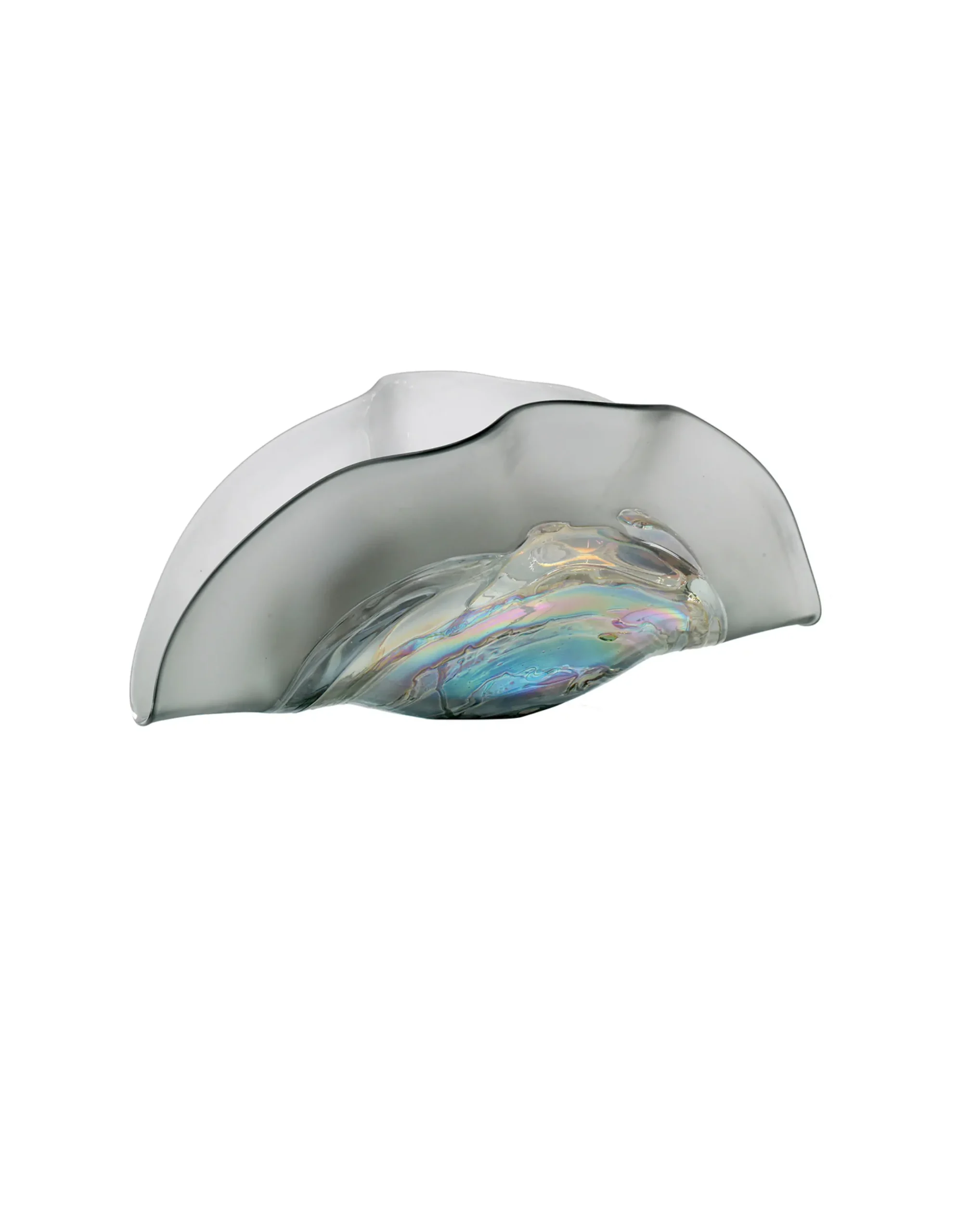 Viz Glass Silver Veil - Handblown Art Glass Nebula Folded Vase (Item #7220)